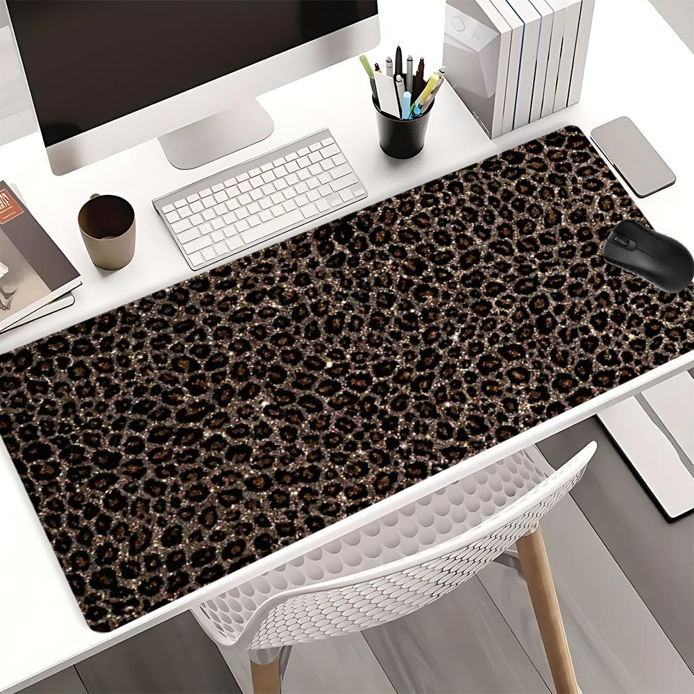 Vintage Leopard Pattern Mouse Pad, Rectangle Gaming Mouse Pad, Non-slip Rubber Base Mousepad, Office Desk Keyboard Mouse Mat for Home Office Game Room Desk, Office Desk Accessories