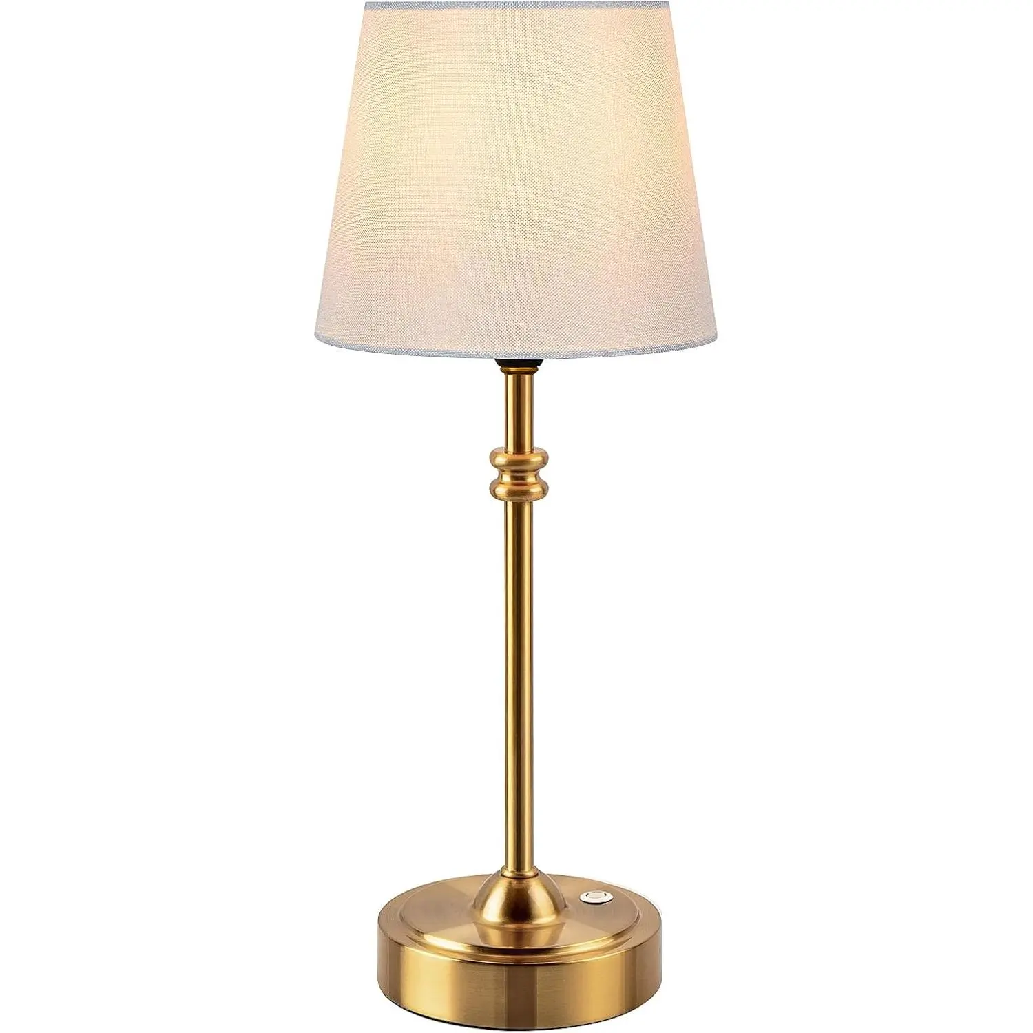 Cordless Lamp-Battery Operated Table lamp, 4000mAh Rechargeable, Stepless Dimmable, Small Touch Bedside Lamp with Fabric Shade, for Dining, Patio, Bathroom(Gold)