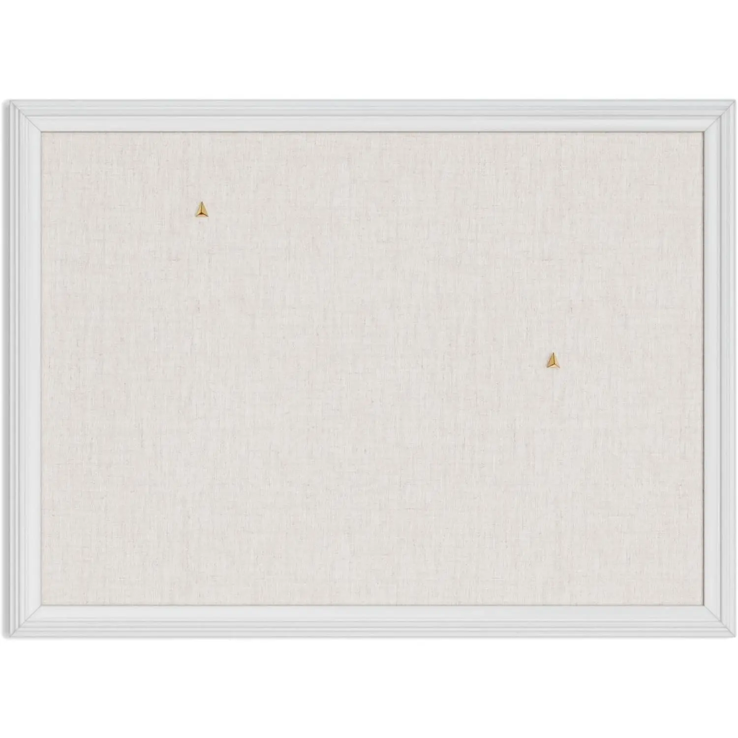 Bulletin Board, 18 x 24 Inch Linen Fabric Pin Board, Farmhouse White Wood Style Frame, Wall Message Center & Vision Board for Farmhouse Decor, Home Office, Classroom, Includes Push Pins