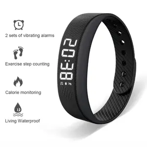 LED Digital Smart Bracelet Vibrating Alarm Clock, Smart Running Pedometer Watch Band, Electronic Analog-Digital Display, Metal Case, Fitness Wearable