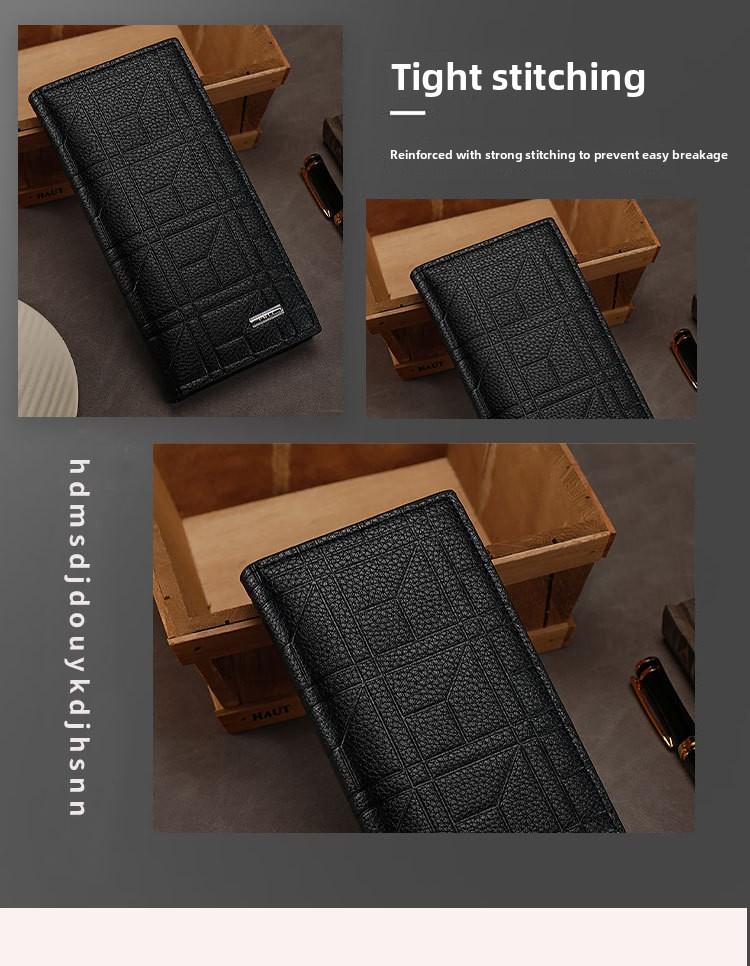 2026Wallet Men's Long Suit Bag PU Leather Three-in-One Multi-Card-Slot Card Holder Wallet Fashion Change Document Package in Brown & Black