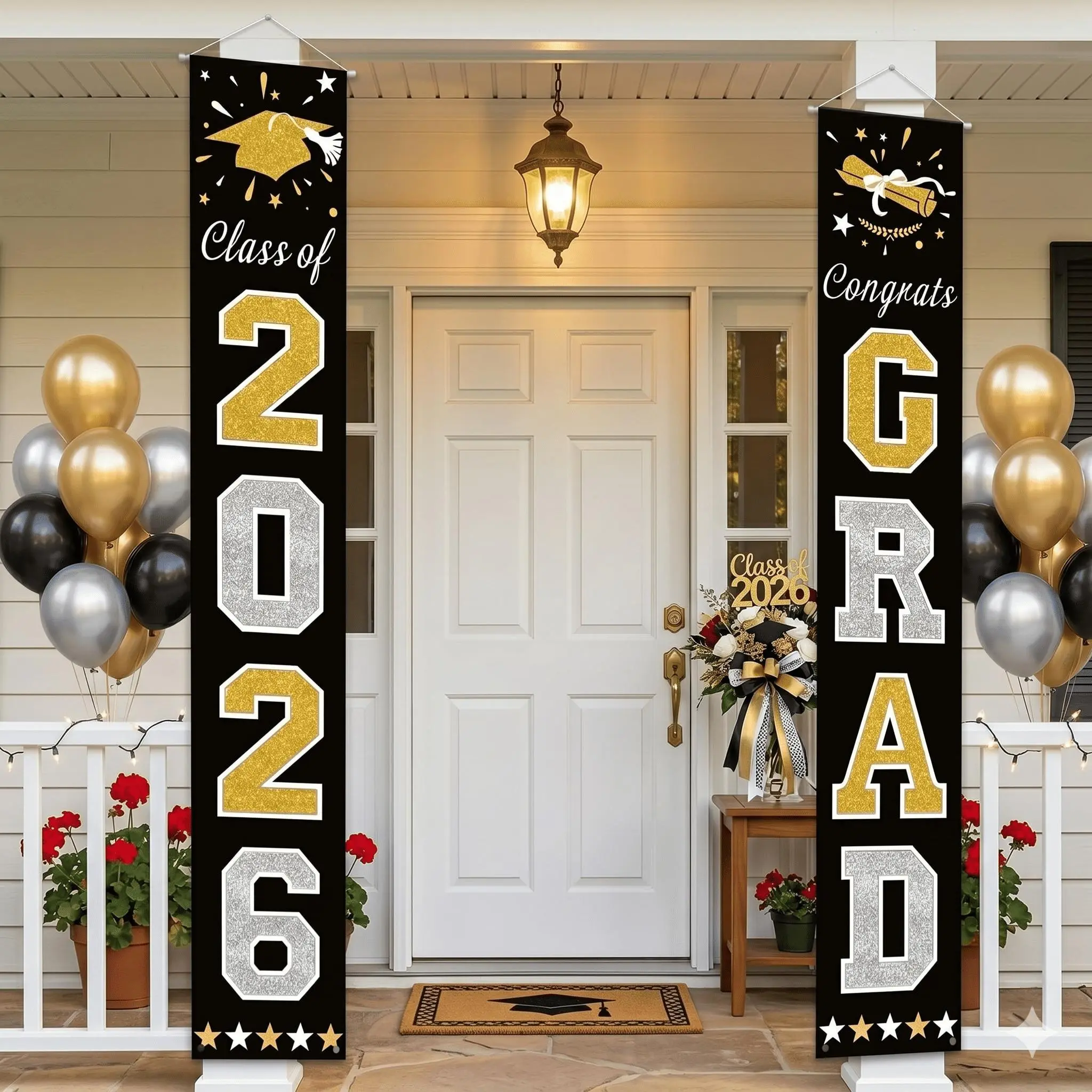 SummerVibes Graduation Decorations 2026, 70.87 x 12.60 Inch Class of 2026 Porch Banner, Congrats Grad Sign, Graduation Party Decor, Easy Setup Must-Have