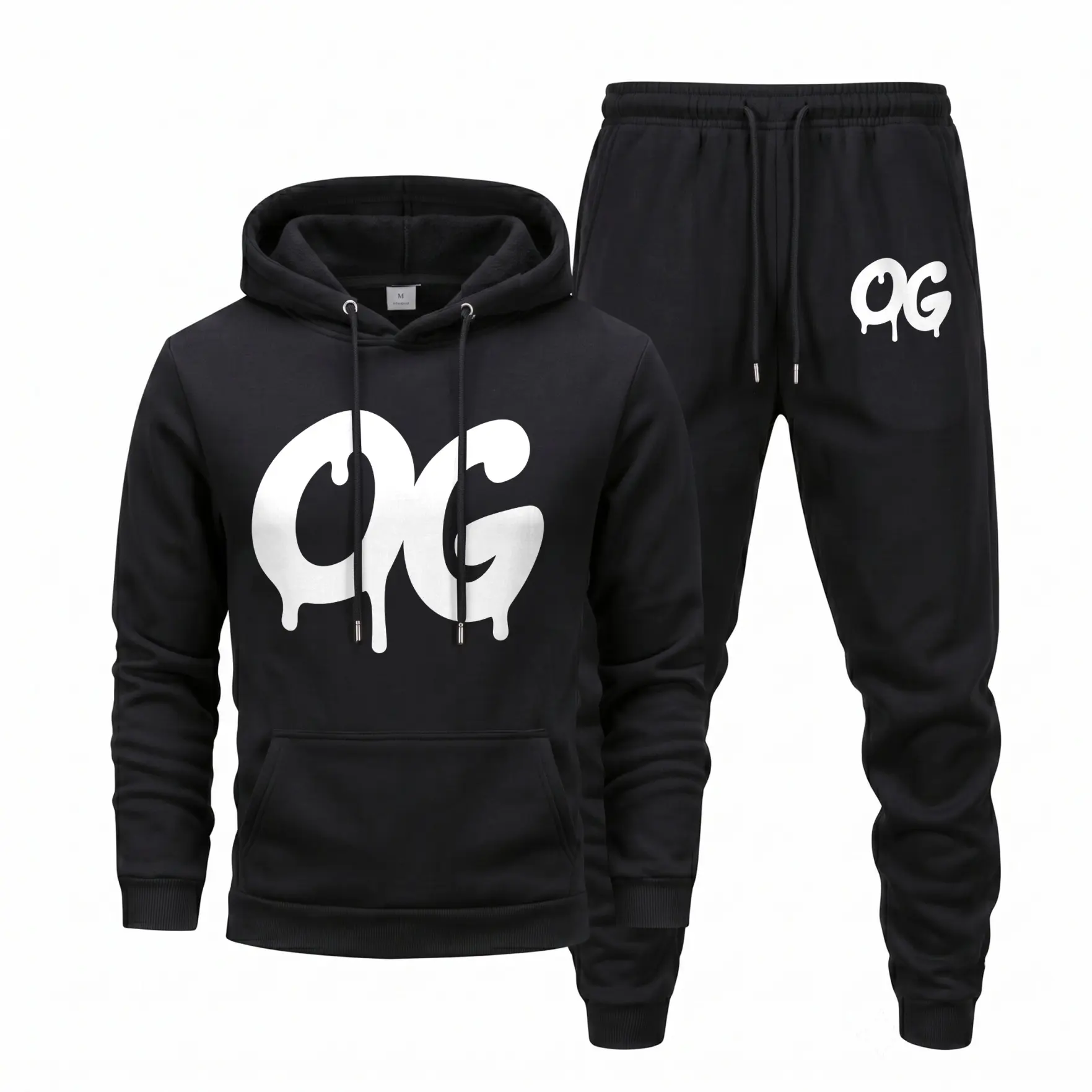 Men’s Graphic Hoodie Set with Jogger Pants, Trendy Drip Letter Print Sweatshirt Matching Sweatpants Outfit, Stylish Streetwear Tracksuit, Casual Loose Fit 2 Piece Set for Men, Perfect for Everyday Fashion, Weekend Wear and Urban Style