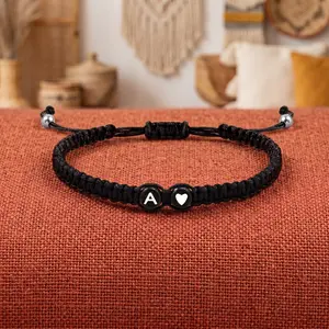 Initial Heart Bracelet - 26 Alphabet Braided Adjustable Bracelet for Women, Men, Teen Girls and Boys Jewelry Love