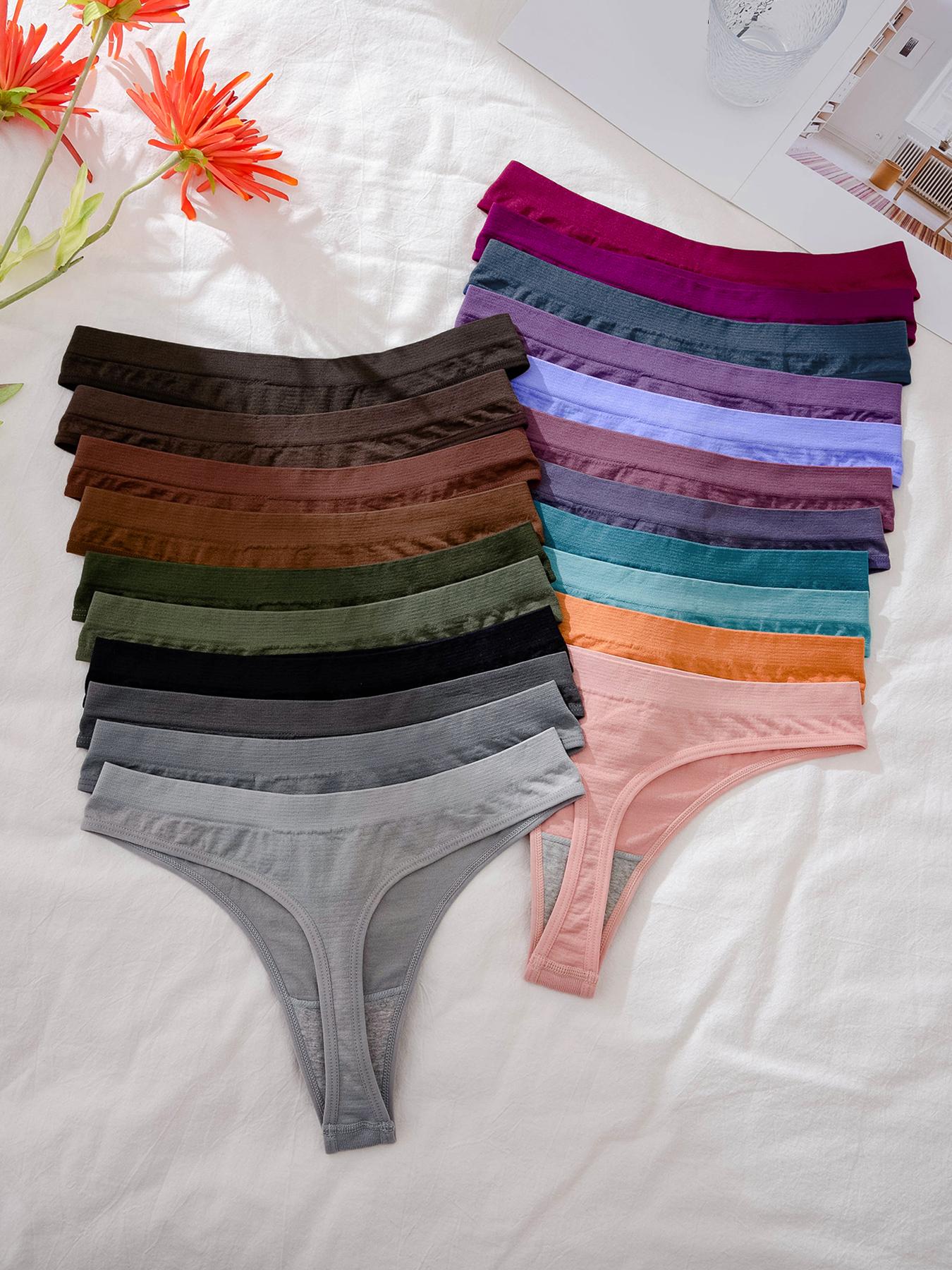 Women's Solid Color Seamless Thong, Soft Comfy Breathable Panty, Casual Elegant Panty for Daily Wear, Ladies Underwear for All Seasons