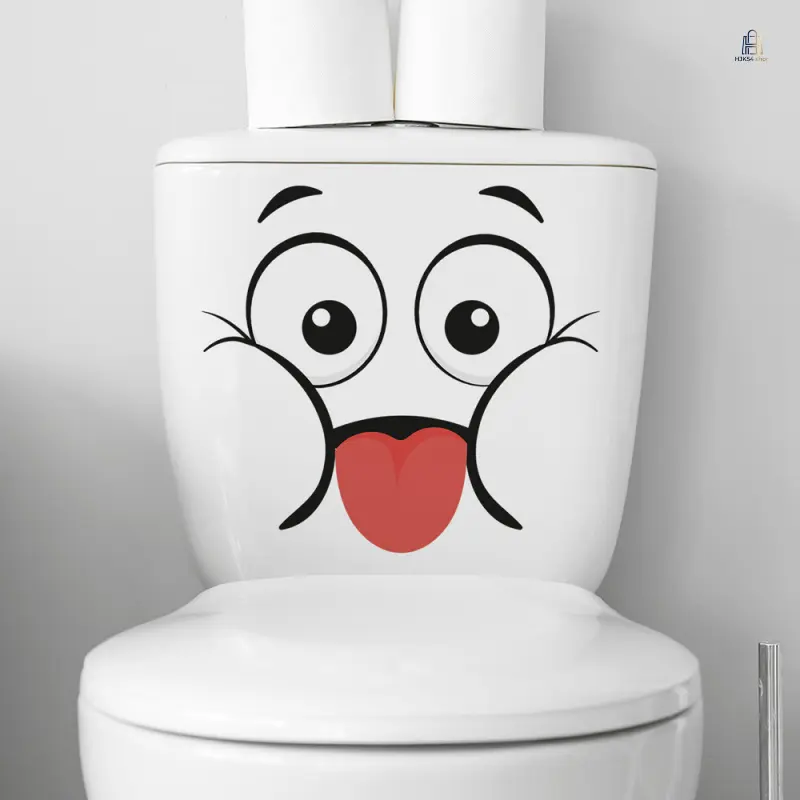 2PCS Toilet Decal, Popular Funny Face PVC Toilet Sticker, Niche Removable Bathroom Wall Decor, Cute Humor Waterproof Decoration for Restroom Home Renovation Daily DIY Decor