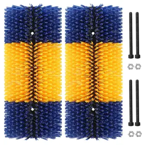 2 Pcs Scratch Brush with 4 Screws, Cattle Scratcher, Horse Grooming Brushes, Itch Relief Supplies for Horse Goat Cow Pig (Blue & Yellow)