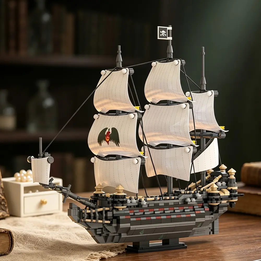 1068pcs Sailboat Building Kit, Movie Theme Pirate Ship Model, High Difficulty DIY Assembly, Collectible Moc, Model Building Kits, Christmas, Halloween