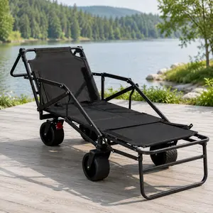 Sturdy Heavy-Duty Steel Wagon Cart - 650 lbs Capacity, Adjustable Convertible Beach Chair, All-Terrain 360° Swivel Wheels, Collapsible Fabric Garden Trolley for Beach, Camping