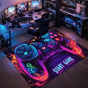 Neon Blaze Ignites: Gamepad Unleashed,matrix e-sports themed rectangular velvet rug,artistic&stylish,HD print,double-locked edges.Machine/hand washable,non-slip,easy-care,multi-scene for home&game rooms.