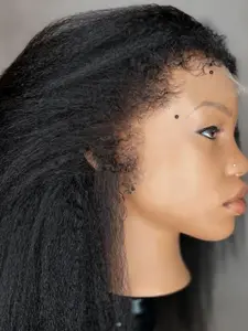 Soft Glue-Free Yaki Straight Wig, 30 Inches Long, 180% Density, Daily Wavy Style, 13x4 Lace Front Full Cap, Heat Resistant, Glueless Lace Wigs