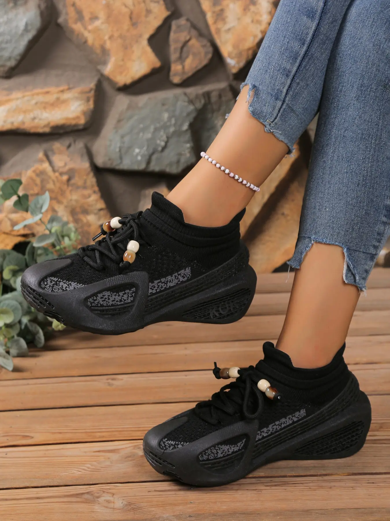 2026 New Style Bestseller, Functional Street Trendy Style, Unisex Design, Multi Colors Available, Fly Weave Sock Slip On Hollow Out Thick Sole Casual Sports Shoes, Elastic Breathable Knit Fabric, Height Increasing Anti Slip Textured Outsole, Lightweight C