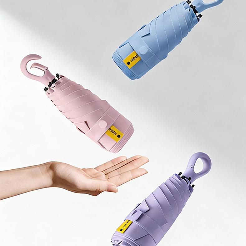 Mini Foldable Pocket Umbrella with Loop Buckle, Portable Rain, Rainproof, Wind Resistant, Windproof Waterproof 6-Rib Lightweight Folding Umbrella Tech for Men & Women, Outdoor Hiking, Travel & Everyday Use, graduation gift  Manual