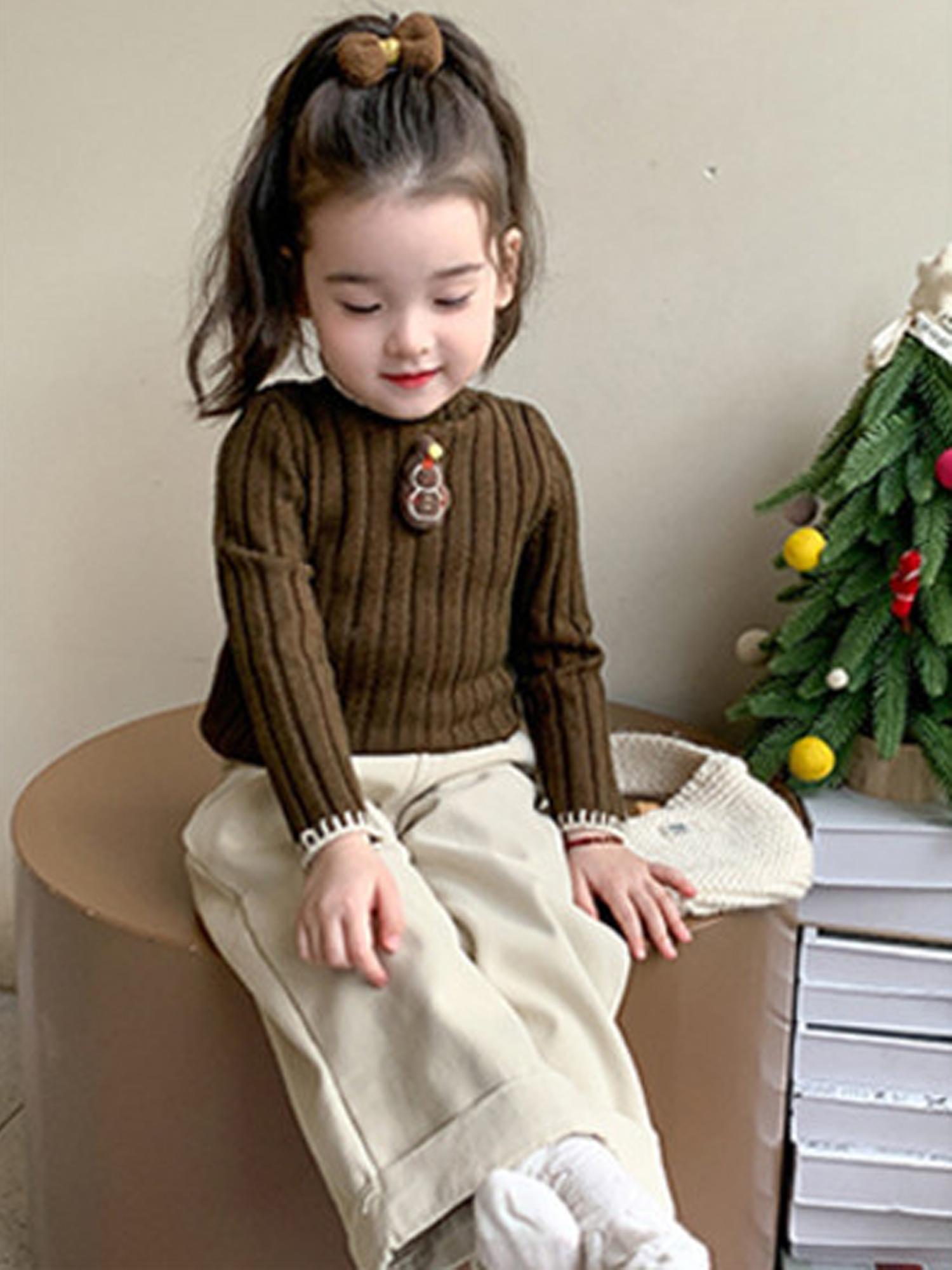 Girls' Thickened Turtleneck Sweater - Slim Fit Winter Warm Base Layer, Cute Solid Color Sweaters for Uniforms & Layering, Hand Washable Cold Weather Sweating Less for (for easy Outfits)