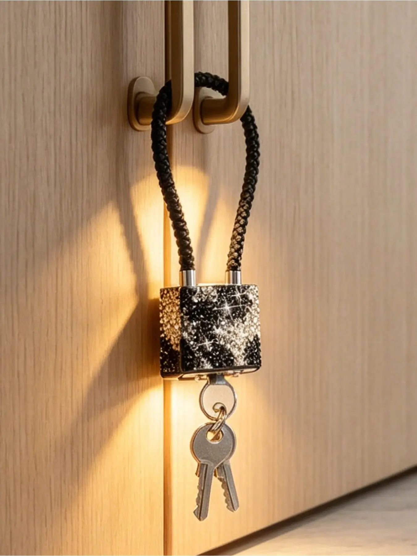 Shiny Crystal Keychain Lock, Leopard Print Steel Cable Lock, Portable Luggage Lock, Storage Cabinet Lock, Indoor Outdoor Use