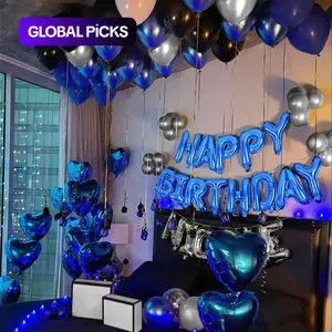 Happy Birthday Letter Balloon Set, 53pcs/set Metallic Latex Balloon, Balloon Set for Birthday Party Decoration, Balloon Party Supplies, Party Balloons Decorations, Balloon Decorations Kit #GLOBAL PICKS