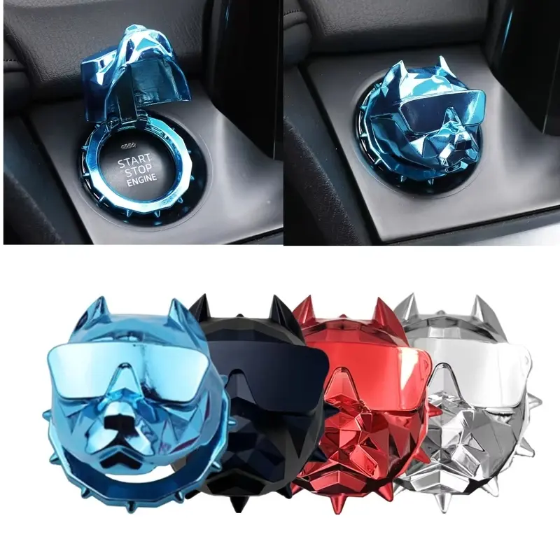 Car Start Stop Button Cover Bulldog Car Engine Ignition Sticky Cover Start Stop Push Button Switch Protective Car Accessories Car Accessories Interior