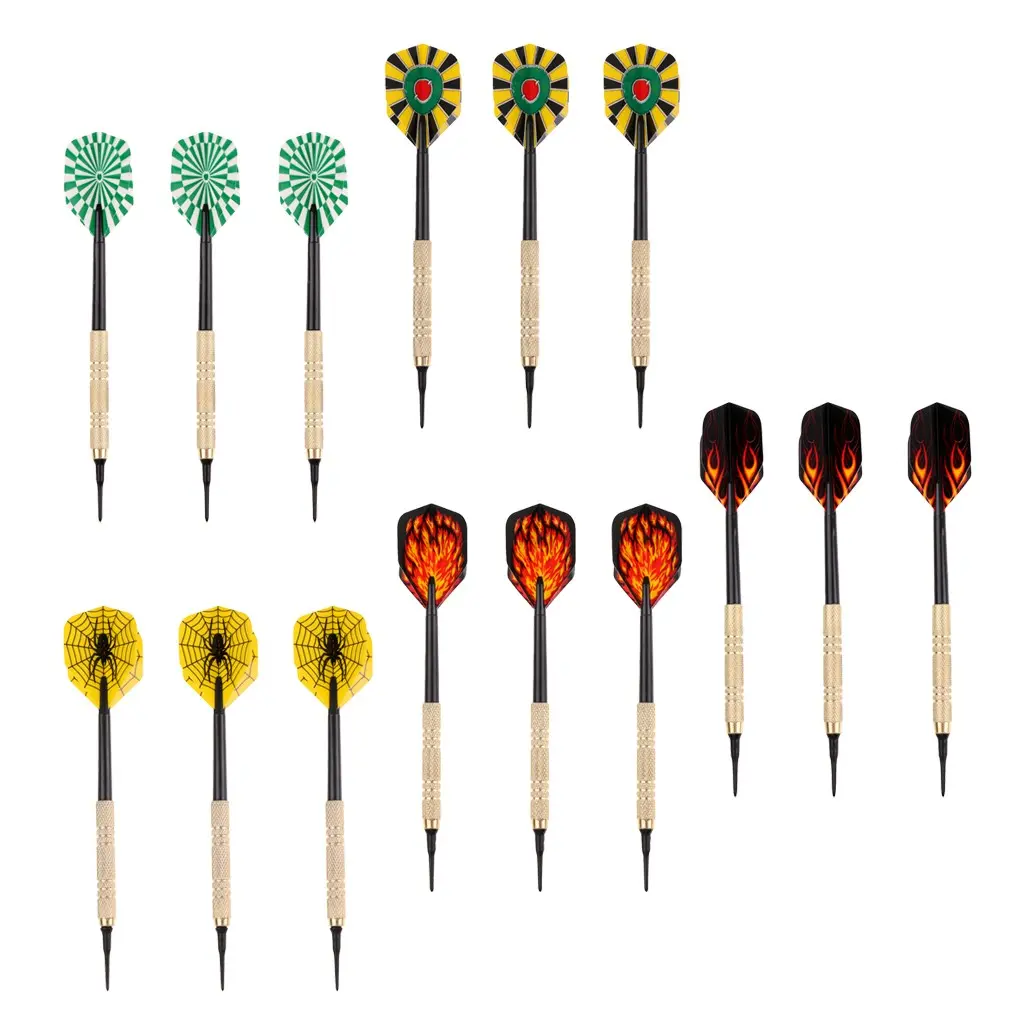 15-Pack 14g Iron Plated Copper Soft Dart Set, Electronic Plastic Darts with 15 Tips, Safe and Durable Flying Discs for Games, Darts Sets