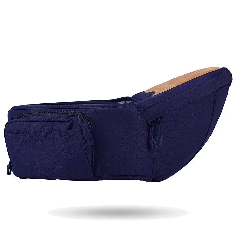 Baby Infant Hip Seat Carrier with Pockets, Lightweight Toddler Waist Stool Seat Belt Carrier (Blue)
