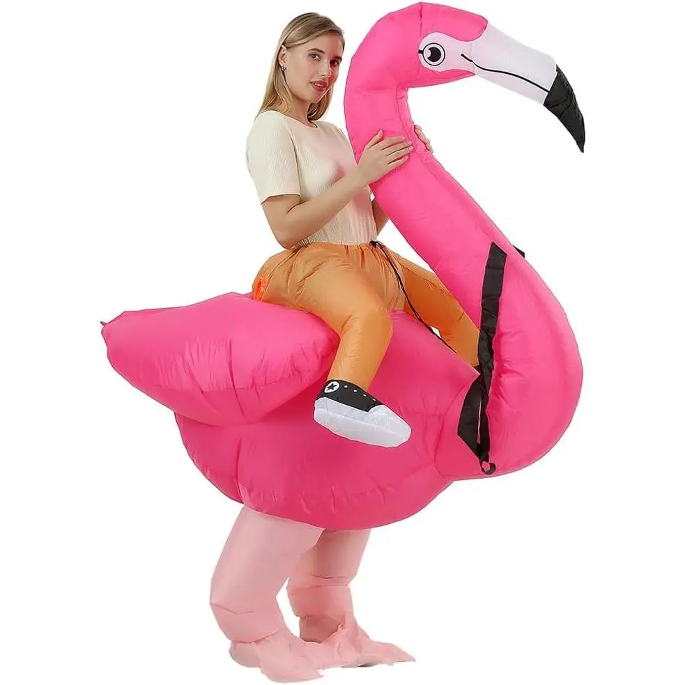 Adult Ride-On Flamingo Inflatable Costume for Halloween and Valentine's Day(Gift)
