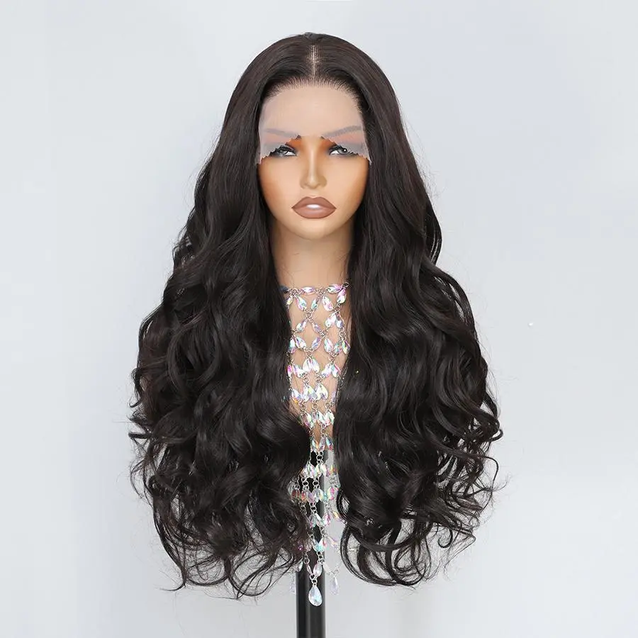 26 Inch Natural Black  13x6 HD Transparent Lace Front Wig With Baby Hair | Heat Resistant Synthetic Hair | Natural Look | Daily Wear | Party | Cosplay | Music Festival