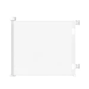 Retractable Baby Gate  Stairs & Doorways, 55" Wide x 33.6" Tall Easy Installation Mesh Dog Gate  Indoor & Outdoor Use,Pet and Dog Safety Gate  Hallways(White)