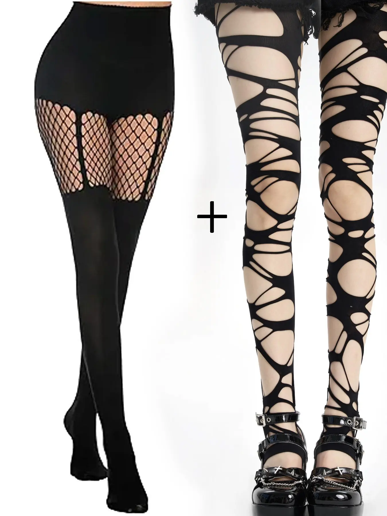 Women Sheer Tights Pantyhose Fishnet Cut-out Mesh See Through Stockings for Lolita Cosplay