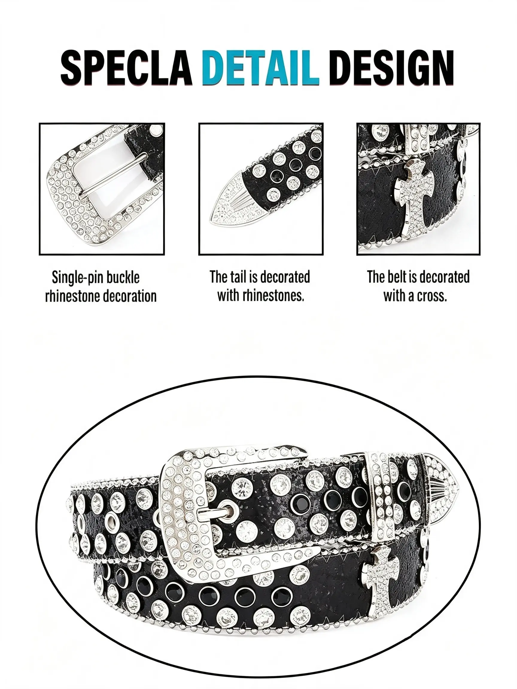 Glitter Rhinestone Wide Western Belt, Crystal Studded Strap, Bling Horseshoe Buckle, Y2K Punk Waist Belt for Rodeo, Concert, Hip Hop, Cowboy Cowgirl Belt