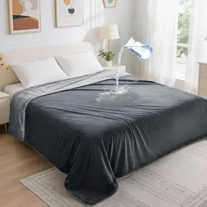 Waterproof Blanket for Bed: Reversible Soft Flannel Twin Bed Blanket 60" x 80", Leakproof Throw Spill-Proof Dog Pet Blanket for Couch Cover, Movie Time, Camping, Travel, Grey