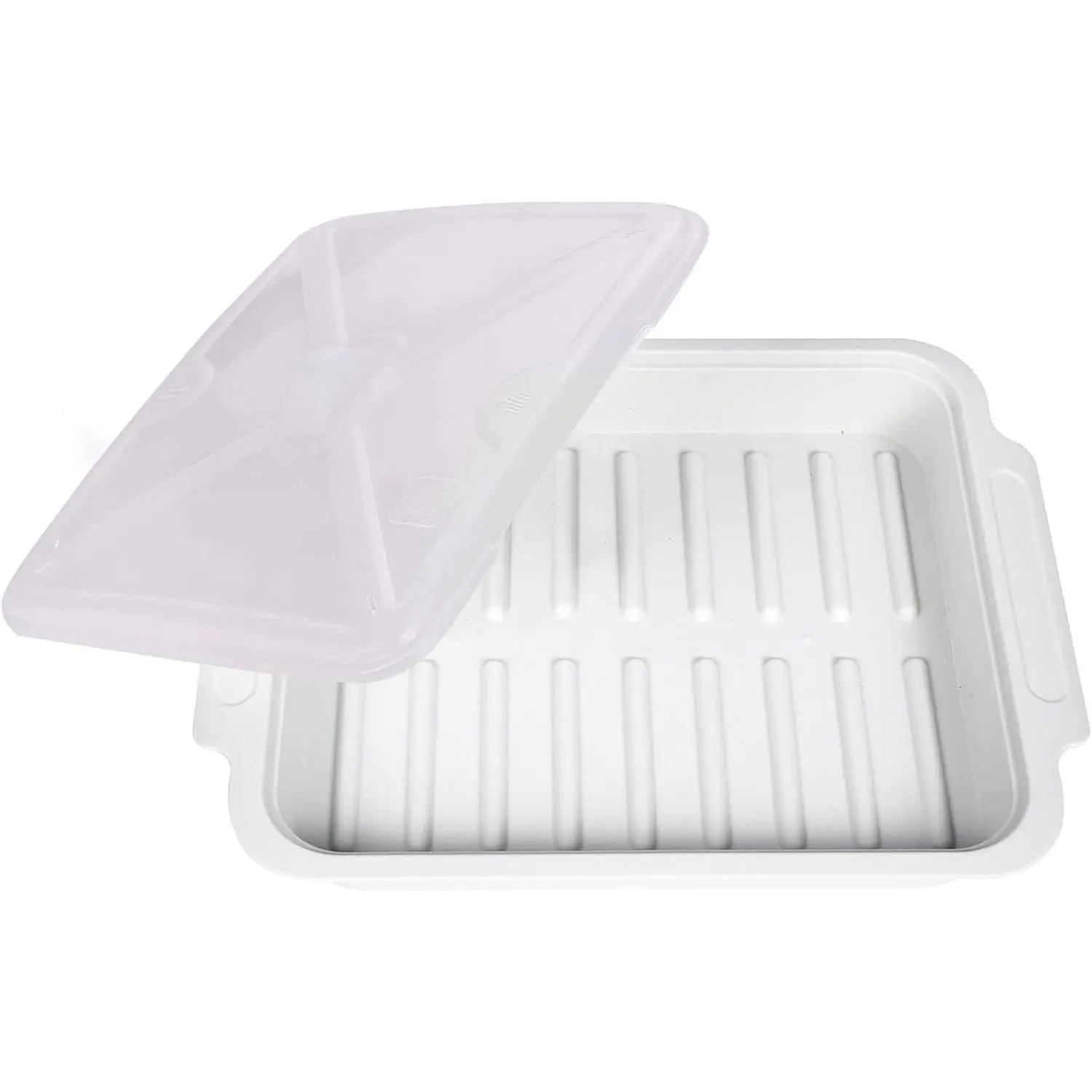 Microwave Easy Bacon Maker/Cooker with Lid, Safety, Quick and with No Mess, 11.3“ L x 9.0" W x 2.4" H- White