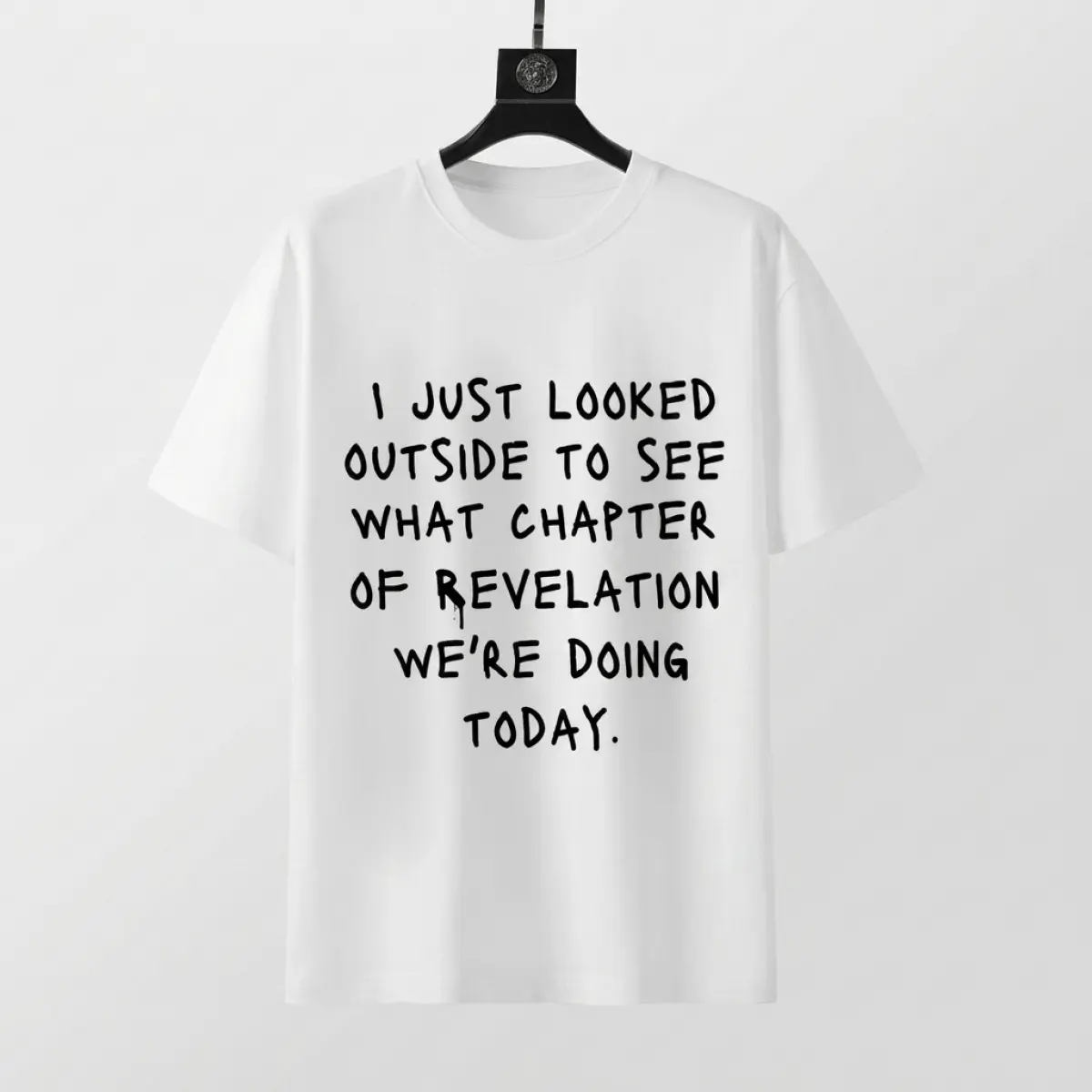 Women's Graphic T-Shirt, 'Revelation Chapter' Funny Christian Humor Tee, Casual Short Sleeve Round Neck Streetwear Top