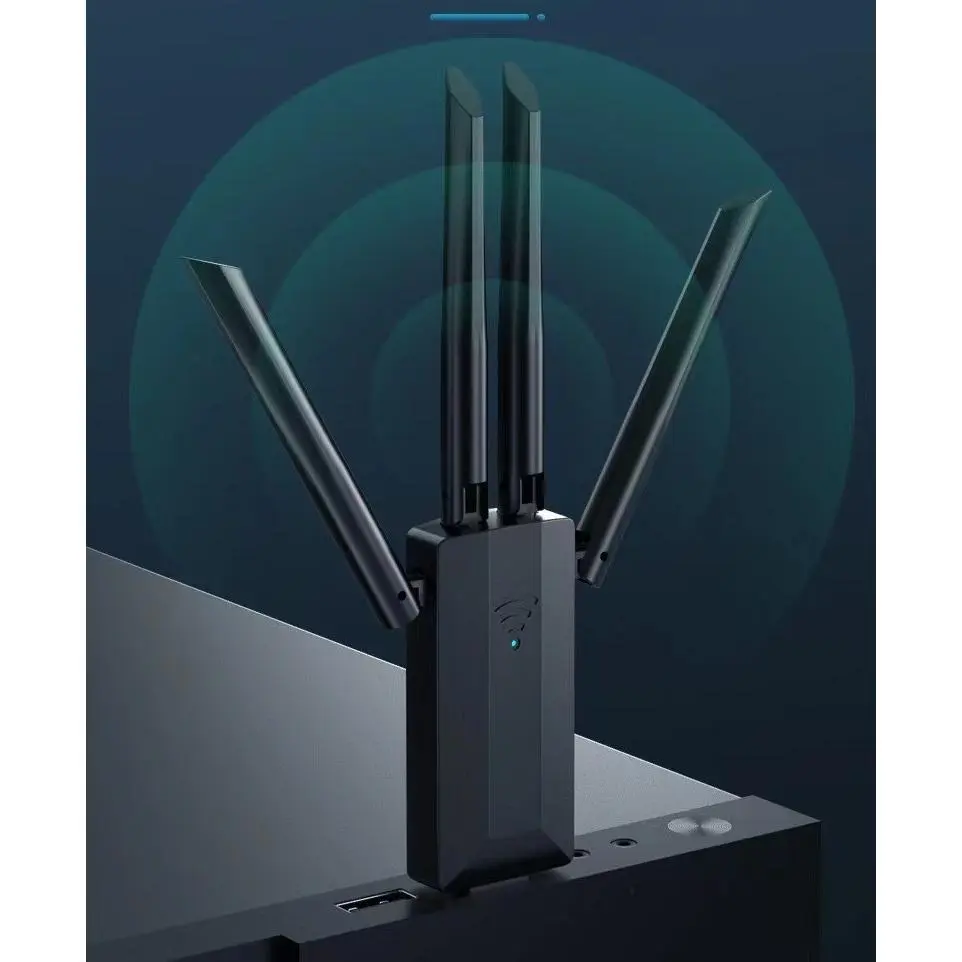1300Mbps WiFi 6 Dual Band USB Adapter with Bluetooth 5.4, 4 Antennas Driver-Free Wireless Dongle for PC