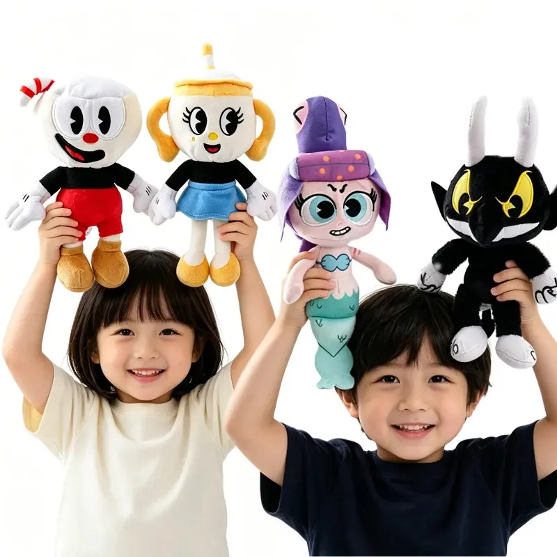 Cuphead Series Soft Plush Toys - Classic Style Adventure Game Characters (Cuphead, Mugman, Devil, Legendary Chalice) - Collectible Stuffed Dolls for Display, Christmas Gifts