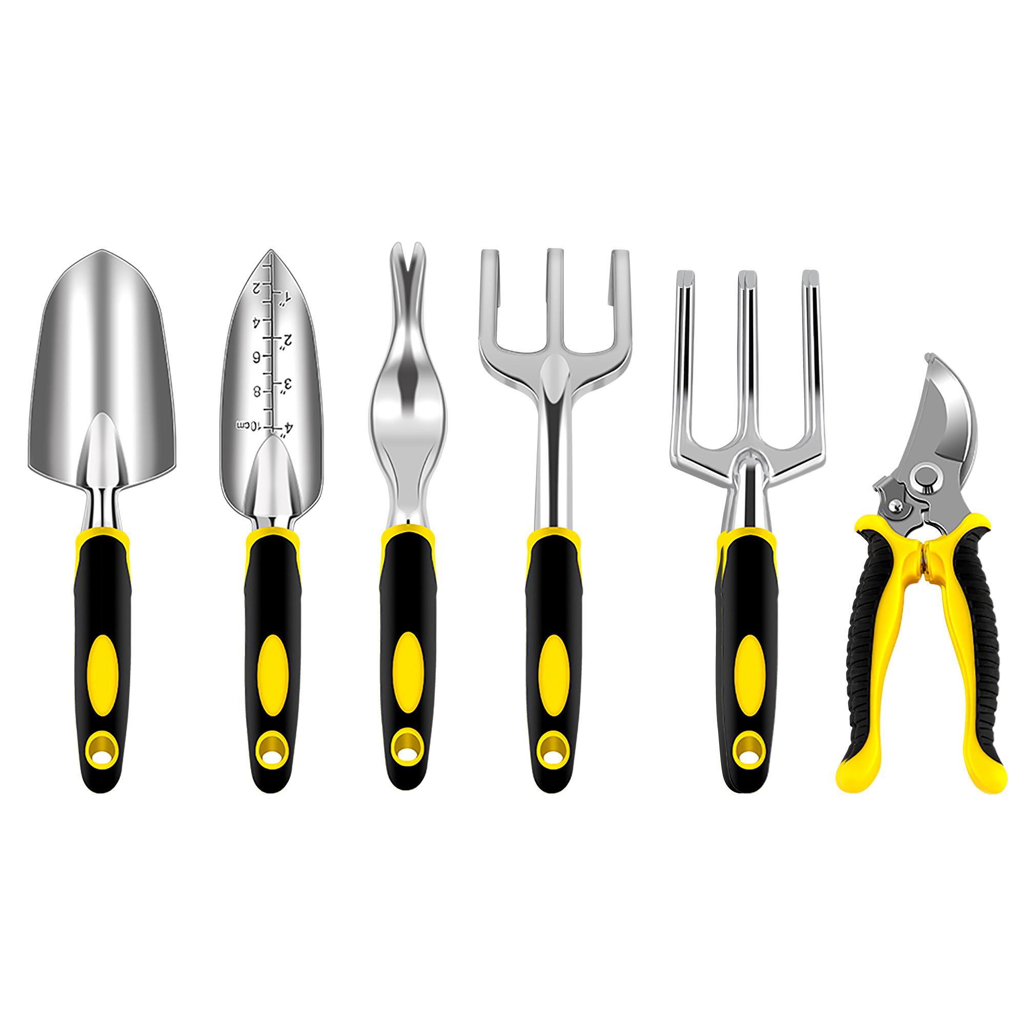 Garden tools set 6-piece gardening kit with pruning shears/hand trowel/transplanter/hand rake, delicate garden gift