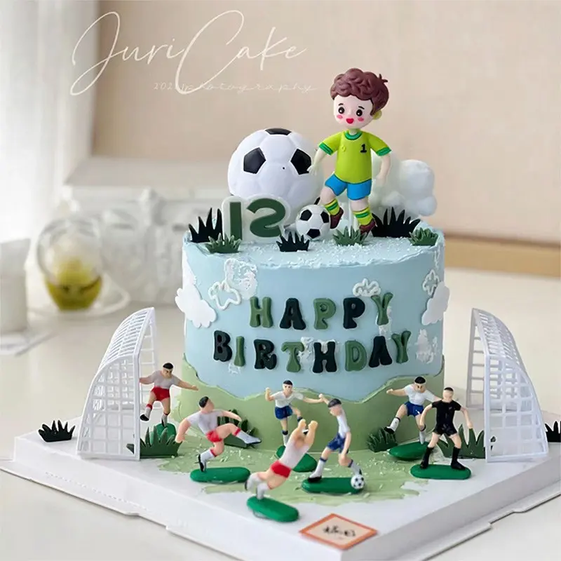Football Theme Boys Birthday Cake Decoration, Baking Cake Ornament, Football Theme Soccer Boy Kids Birthday Party Insert Sign