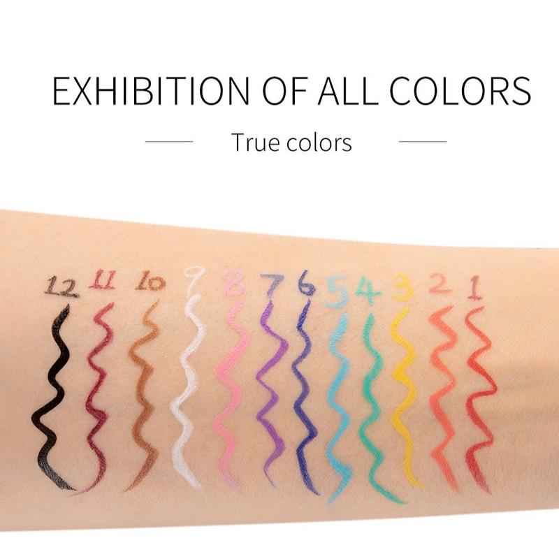 Easy Coloring Long Lasting Liquid Eyeliner, Quick Drying Eyeliner Liquid Liner Pen, Stage & Cosplay Rainbow Eyeliner