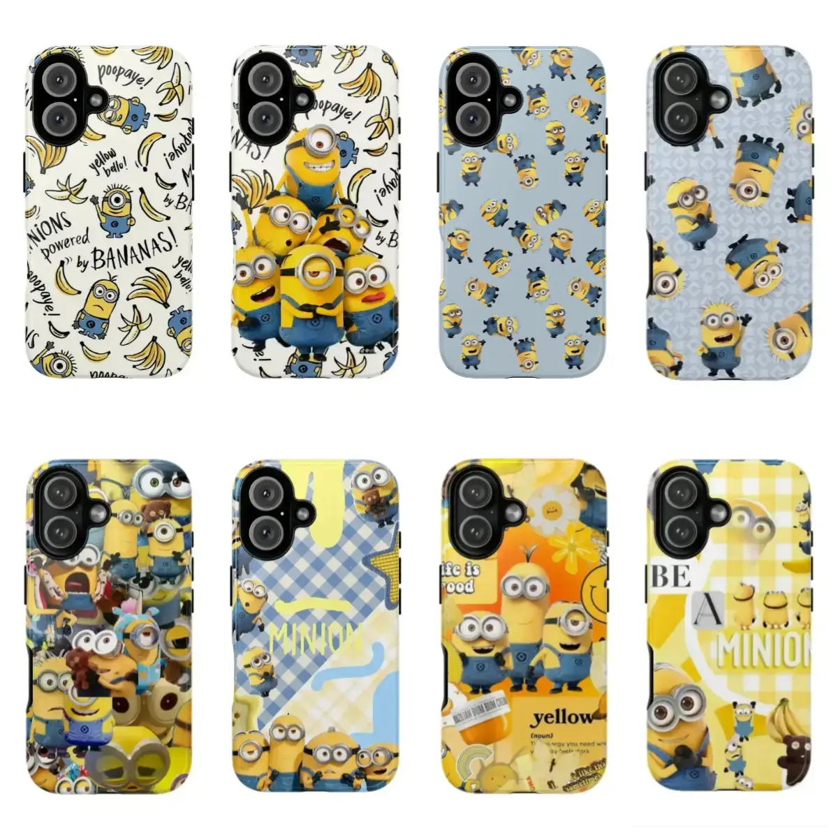 Cute Minions Stacked Yellow Cartoon phone Cases For iPhone 17/16/15/14/13/12 Promax Pro Plus & Samsung Galaxy S26-S22 Ultra Plus,The perfect gift for holidays, birthdays and parties.