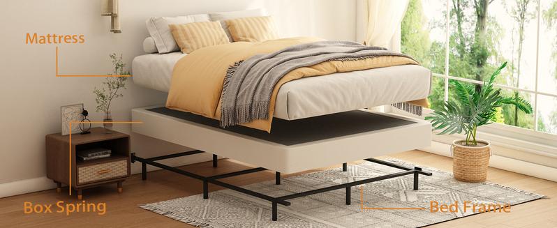 Queen Heavy Duty Box Spring Foundation, Sturdy Queen Box Springs for Bed with Fabric Cover Set, Easy Assembly, Noise Free
