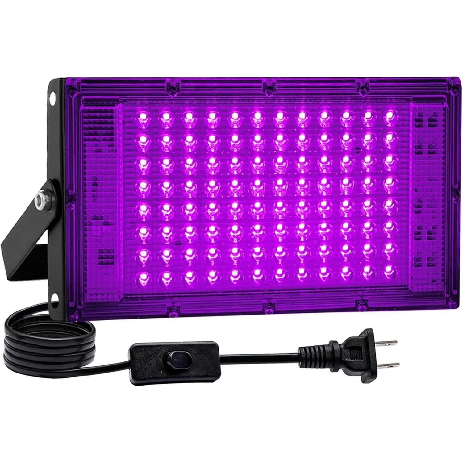 1 Pack 100W Black Light LED Light with US Plug, Switch - Halloween Fluorescent Body Painting, Tapestry Tool