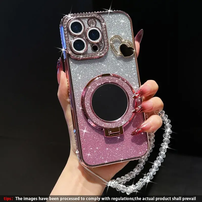 Mirror Stand Anti-Drop Phone Case for iPhone 18 Pro Max, 17 Pro Max, 16 Pro Max, 15, 14, 13, 12, Protective Case for Iphones
