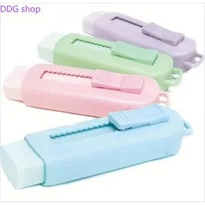 4 Pack Macaron Retractable Push-Pull Eraser Kit in Blue Pink Green Purple, Smooth Clean Wipe Art Stationery, Aesthetic Drawing & Office Supplies, Practical Decorative Gift for School Season, Holiday & Christmas Gifting