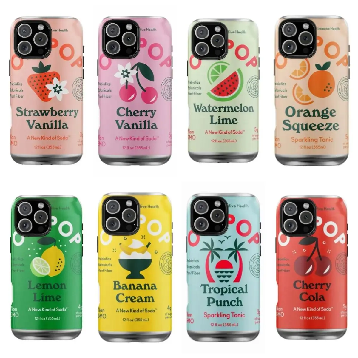 Olipop Drink Fruit Soda Can Themed Phone Cases ,Mobile phone accessories- Orange, Strawberry, Lemon Designs, Colorful Aesthetic Summer Vibe, Suitable for iPhone 17-11 Pro Max/Plus and  Samsung Galaxy S23-25