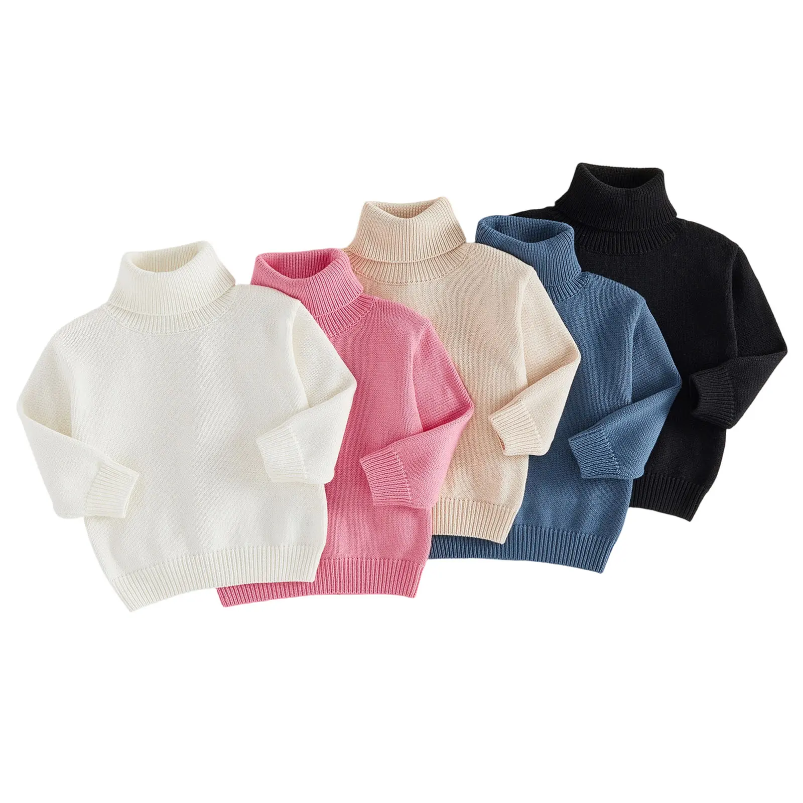 Toddler Baby Little Baby Boy Girl Fall Winter Sweater Turtleneck Long Sleeve Knit Pullover Tops 9M-5T
