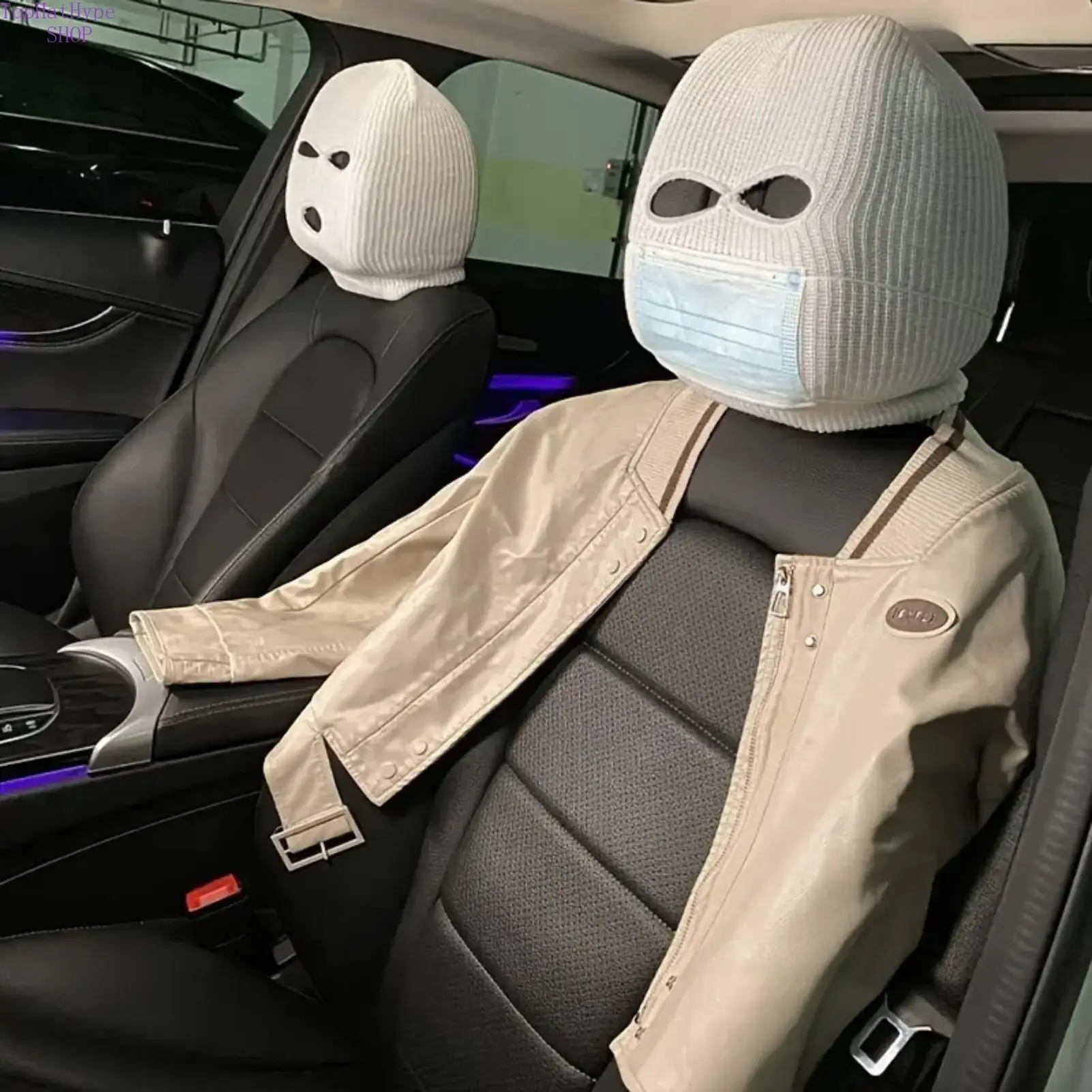 Car Headrest Covers Set, Funny and Unique Design, Universal Fit for Car Seats, and Options, 2 Pieces Included, Car Interior Accessory, Car Interior Decor