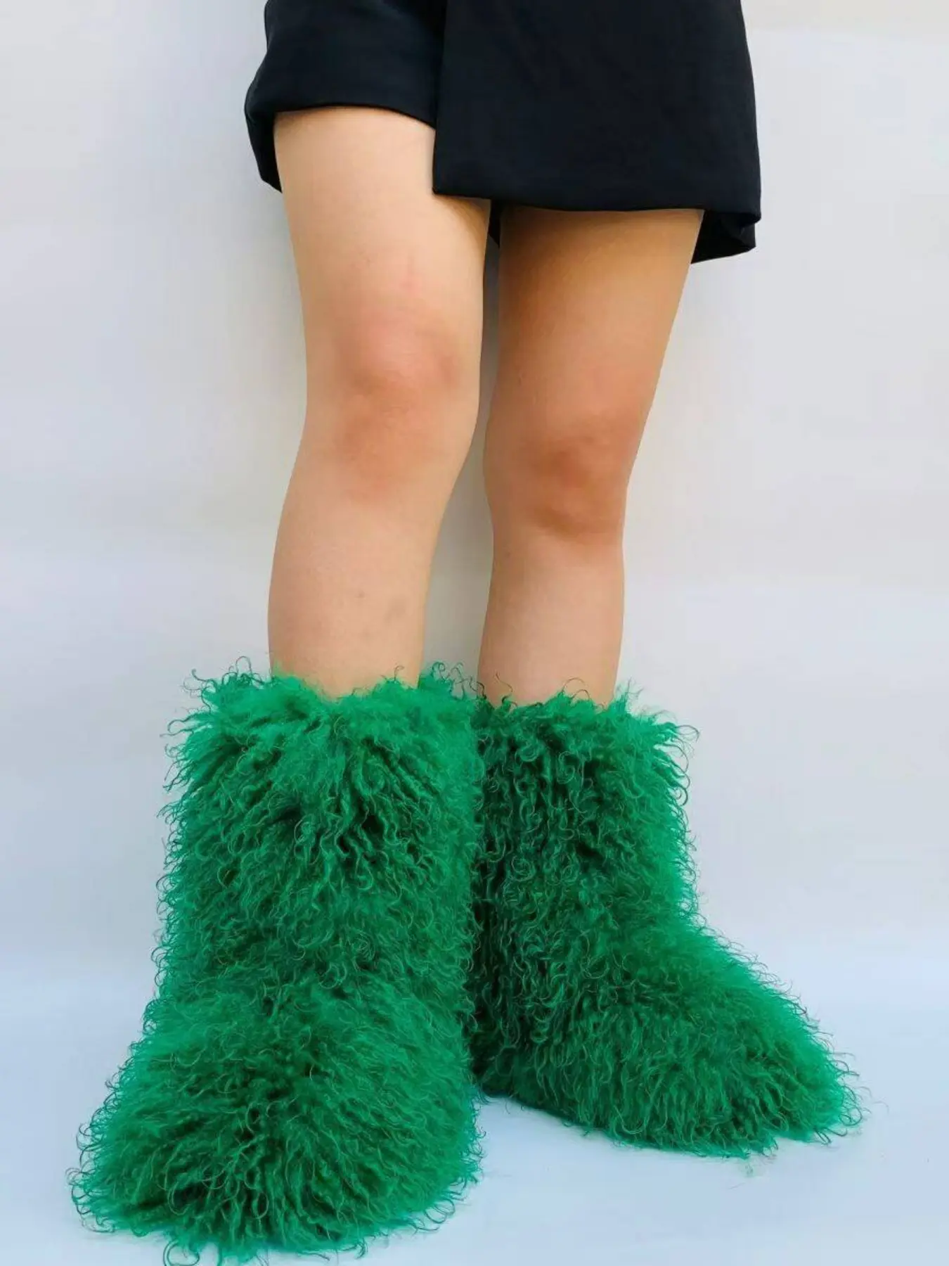 Women's Faux Fur Yeti Snow Moon Boots, Size 6, Winter Warm Ankle Boots, Fashion Outdoor Shoes, Cold Weather Footwear, Holiday Gift, Fashionable Boots, Shaggy Boots