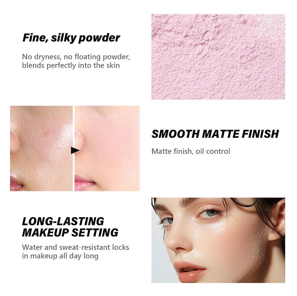 Monochrome Loose Baking&Setting Powder Long Lasting Oil Control Natural Face Matte Waterproof BrighTening Loose Powder Makeup