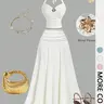 Women's Two Piece Halter Skirt Set, Tie Back Ruched Crop Cami Top with Metal Floral Decor, High Waist Flowy Midi Skirt, Boho Vacation Casual Wear, Two Piece Outfits, No Necklace Included