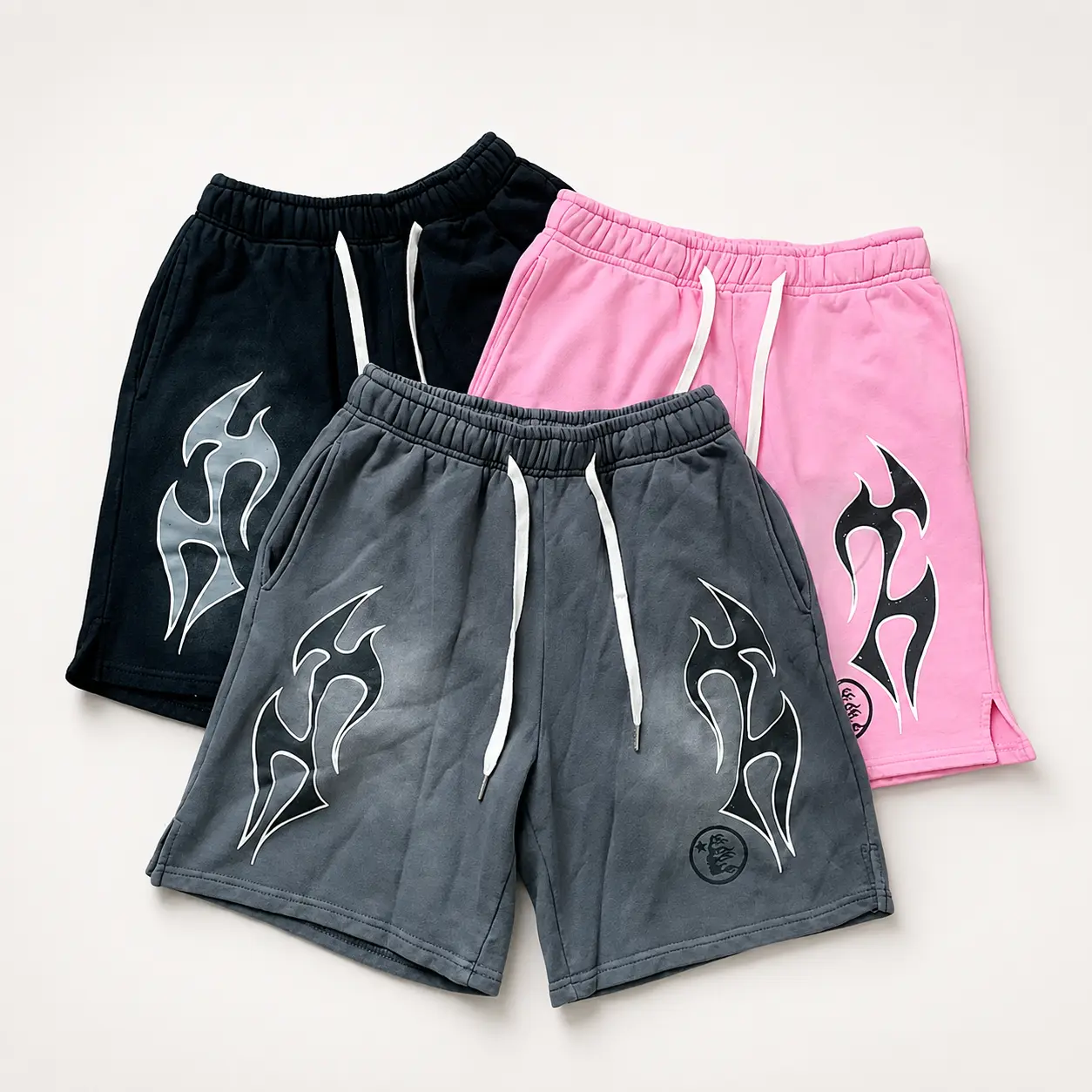 Hellstar Y2K Graphic Basketball Shorts for Men, 100% Heavyweight Cotton Streetwear Athletic Shorts, Baggy Loose Fit Hip Hop Gym Workout Casual Summer Shorts with Elastic Waist