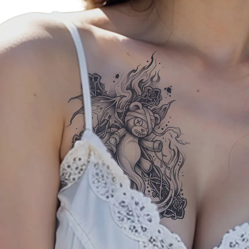 Mature Woman Chest Semi Permanent Tattoos Waterproof Long Lasting 7 15 Days Cool Herbal Fake Tattoos Ephemeral Tattoos Temporary Tattoo Stickers Arm Shoulder Water Transfer Printing