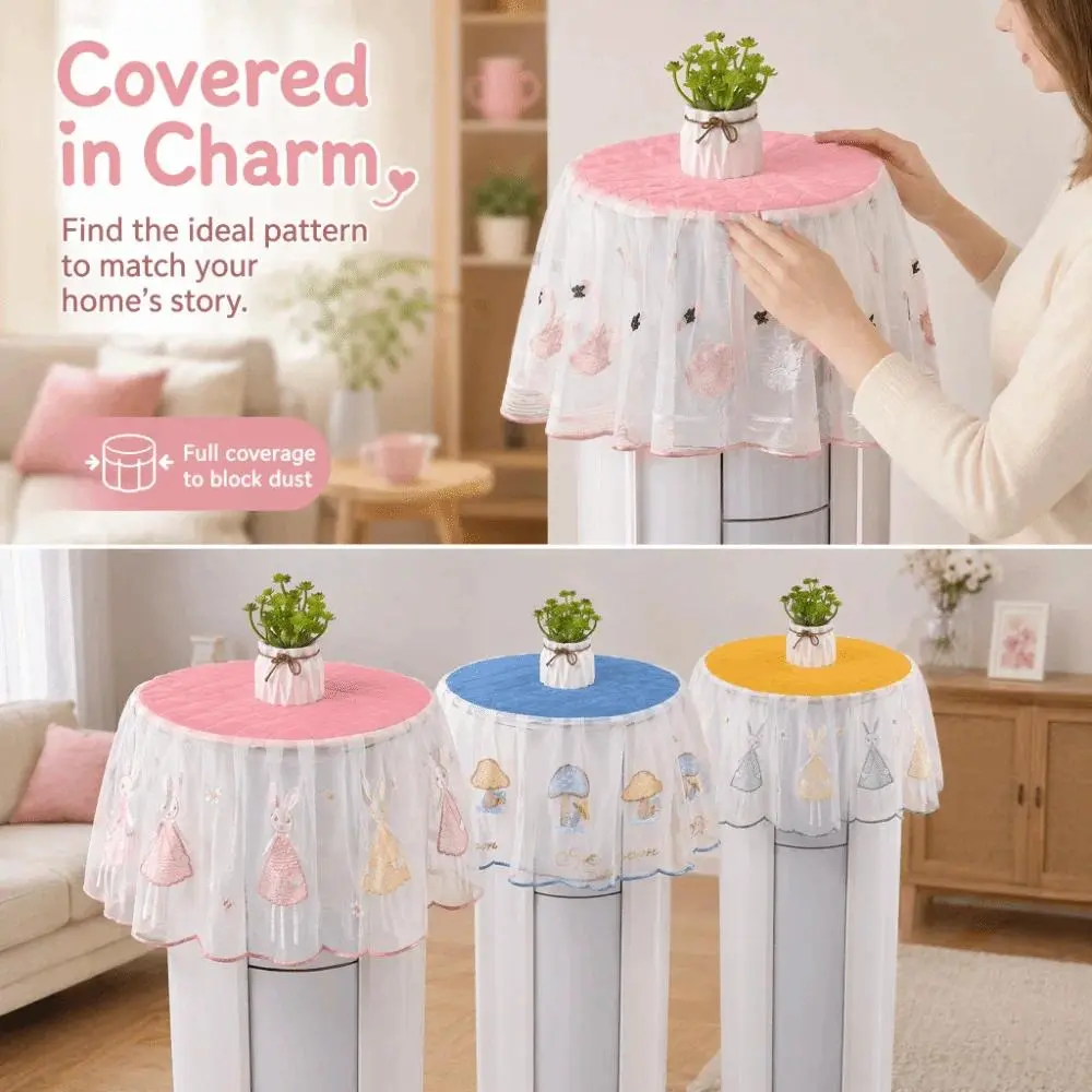 Round Air Conditioner Cover, Soft Fabric Full-Wrap AC Unit Dust Cover with Cabinet-Style Design, Breathable Protective Cover for Indoor Mini Split & Portable AC Units, Easy No-Assembly Home Decor